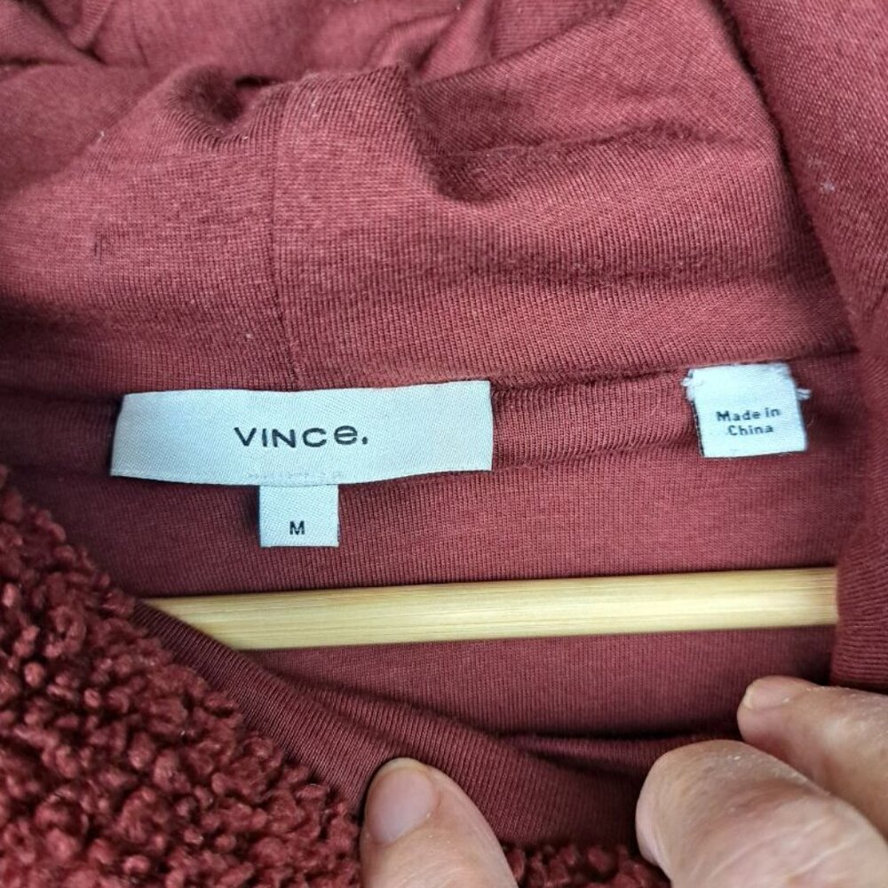 Vince Cozy Faux Fur Hoodie In Cordovan Size M - Picture 8 of 11